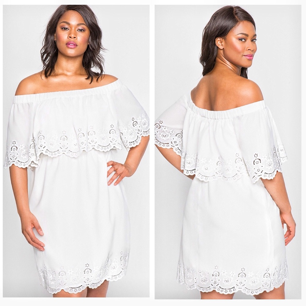 Studio Eyelet Off the Shoulder Dress
